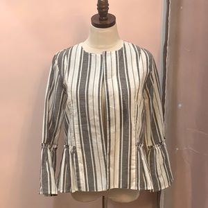 NWT AUGUST SILK GRAY & WHITE 100% COTTON BLAZER JACKET SIZE S MADE IN INDIA